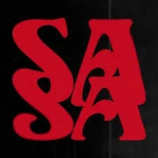 SATANA SATANA - Portada del álbum SASA, diseño tipográfico rojo sobre fondo oscuro